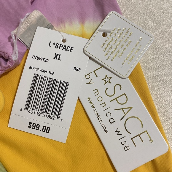 L*SPACE Women's BEACH WAVE TOP Color Block Bandeau Bikini Top Size XL - Picture 6 of 7